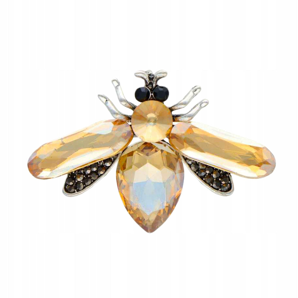 Mucha - broszka ze złotym owadem