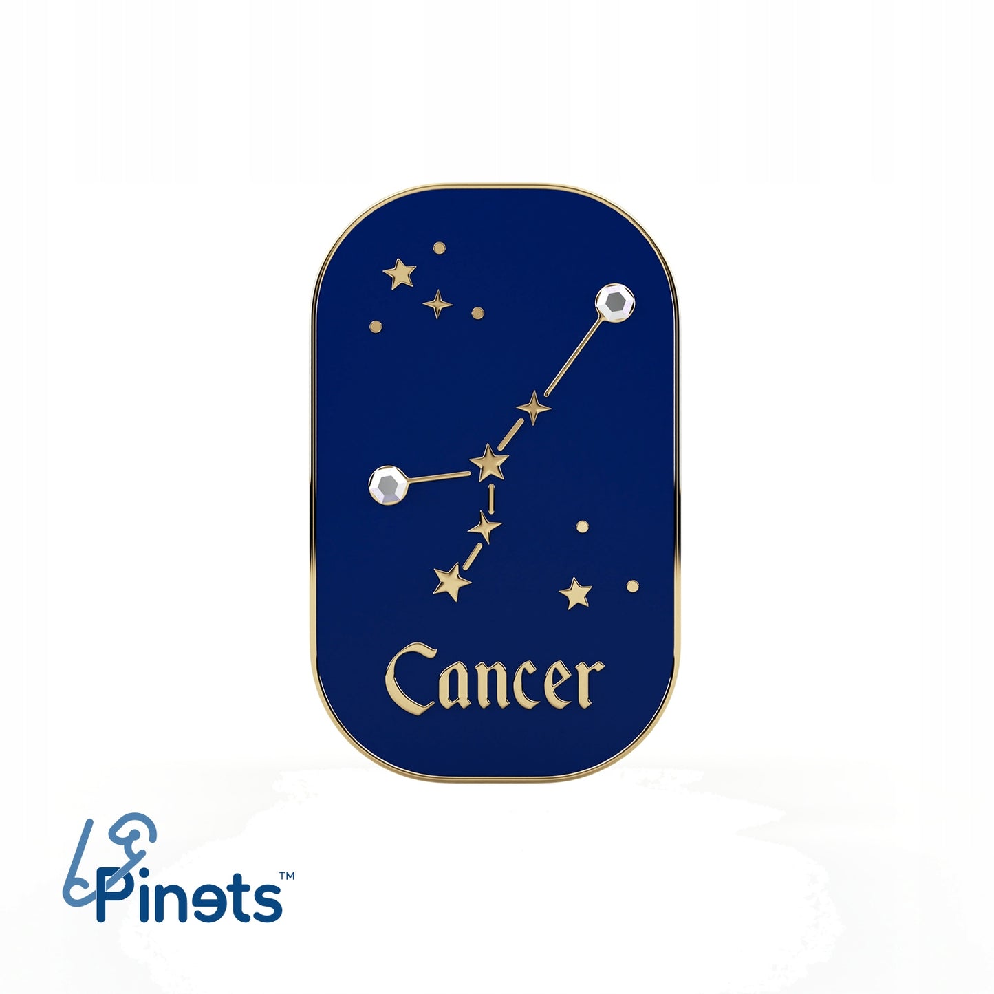 Znak zodiaku Rak (Cancer) - przypinka z cyrkoniami wykończona 14K złotem