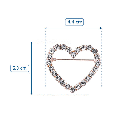 Różowe serduszko z cyrkoniami - miłosna broszka