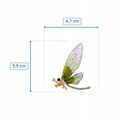 Ważka z zielonymi skrzydełkami z żywicy - broszka