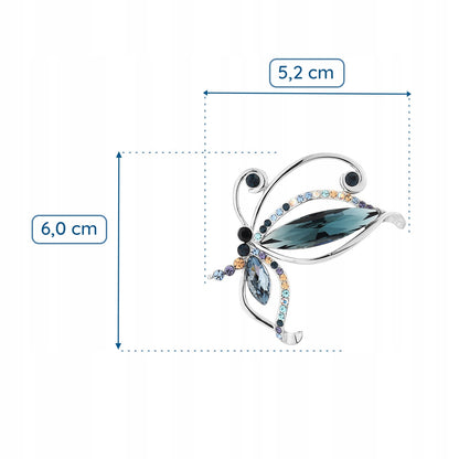 Srebrny motyl z cyrkoniami pozłacany białym złotem 14k broszka
