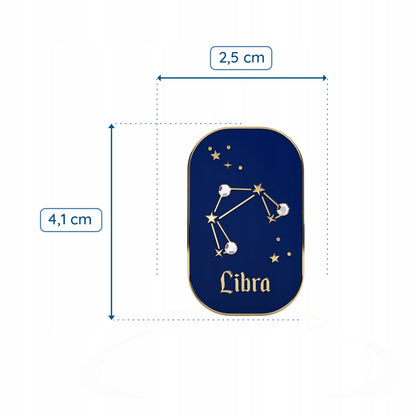 Znak zodiaku Waga (Libra) - przypinka z cyrkoniami wykończona 14K złotem