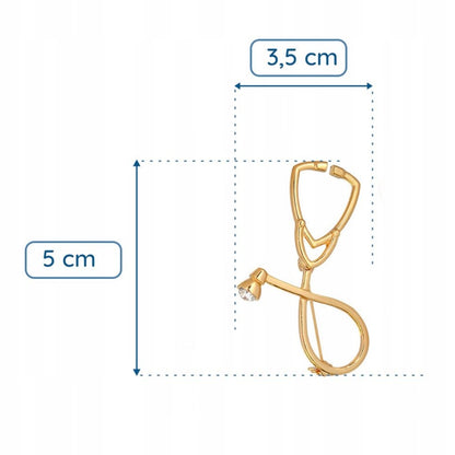Stetoskop złoty Broszka z cyrkonią - Pinets Polska