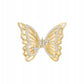 Motyl z cyrkoniami - przypinka pozłacana 14K złotem