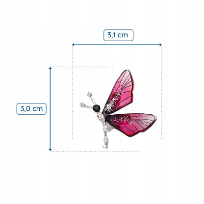 Motylek mały z czerwonymi skrzydełkami z żywicy - broszka