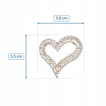 Serce z koralikami i cyrkoniami - broszka dla zakochanych