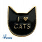 Czarny kotek I Love Cats przypinka