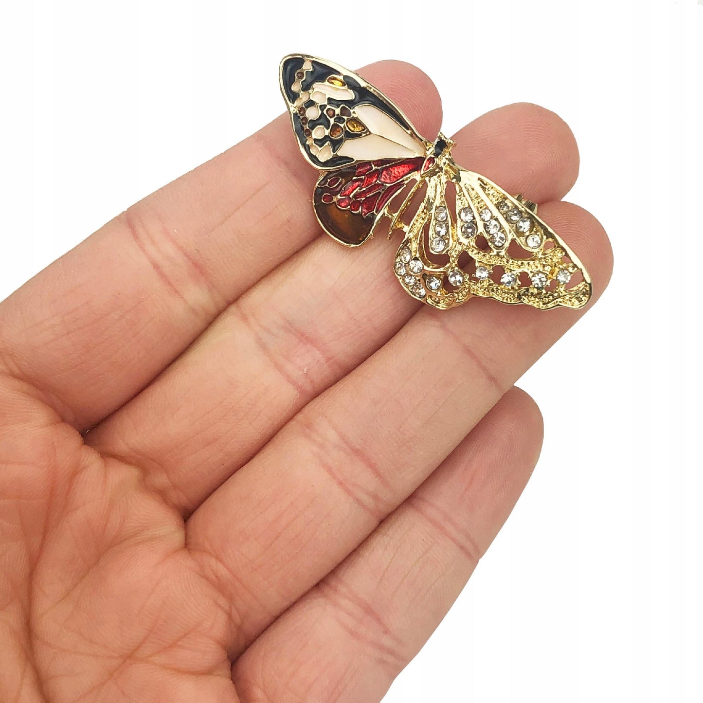 Złoty motyl broszka z cyrkoniami