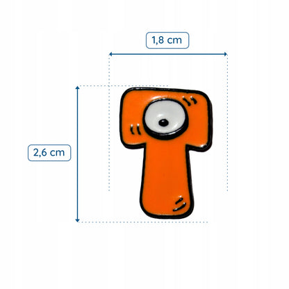 Litera T z okiem - pomarańczowa przypinka