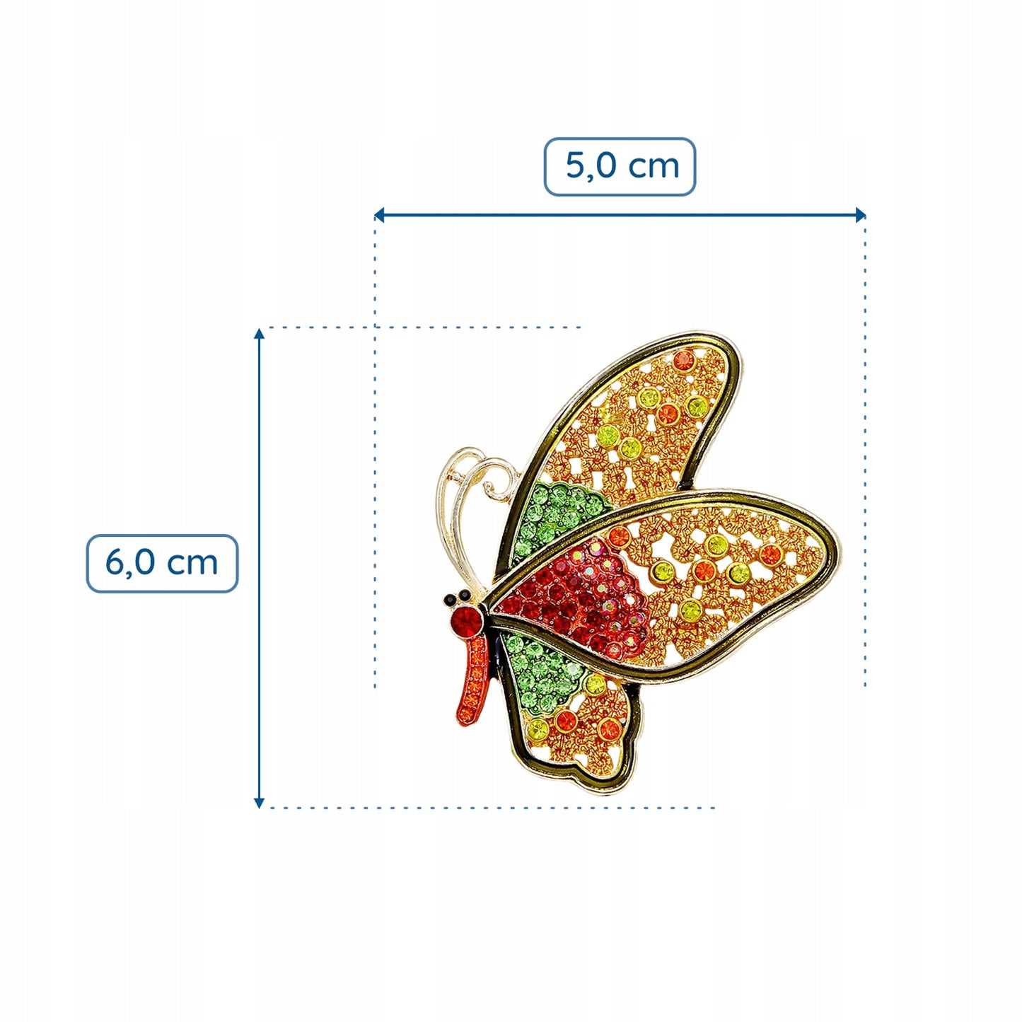 Motyl z kolorowymi cyrkoniami - broszka na prezent