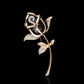 Czarna róża z cyrkoniami broszka