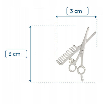 Nożyczki i grzebień fryzjerski broszka srebrna - Pinets Polska