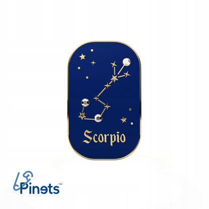 Znak zodiaku Skorpion (Scorpio) - przypinka z cyrkoniami wykończona 14K złotem