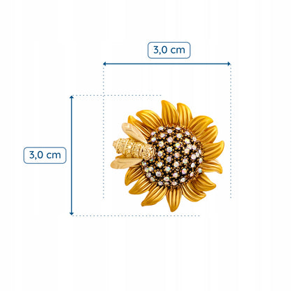 Słonecznik z pszczołą - broszka z funkcją zawieszki