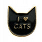 Czarny kotek I Love Cats przypinka