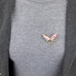 Ważka złota z różowymi skrzydłami - broszka