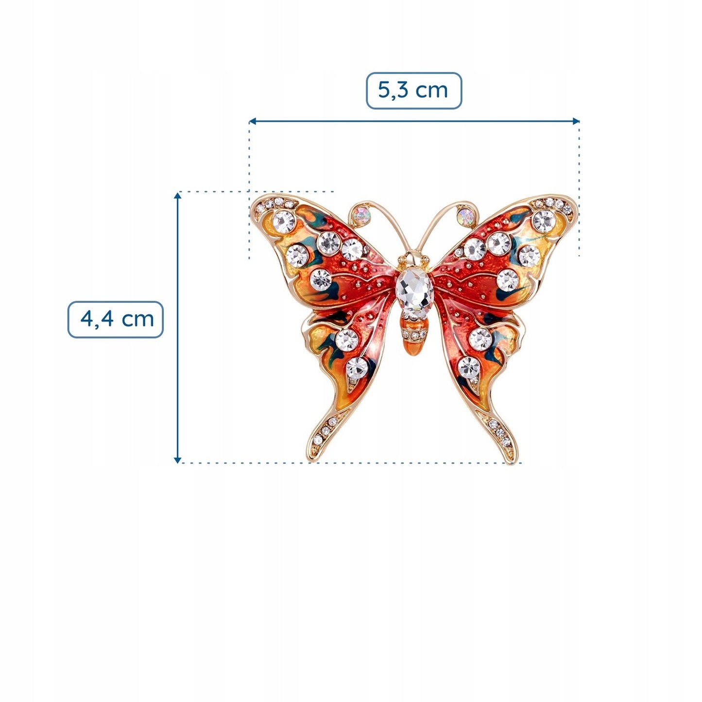 Motyl czerwony Broszka z cyrkoniami - Pinets Polska