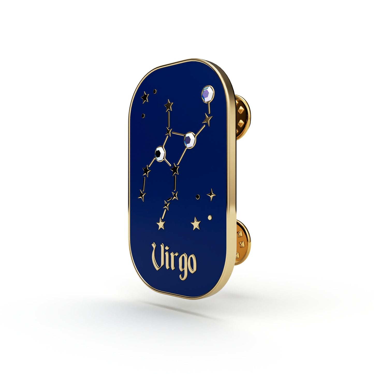 Znak zodiaku Panna (Virgo) - przypinka z cyrkoniami wykończona 14K złotem
