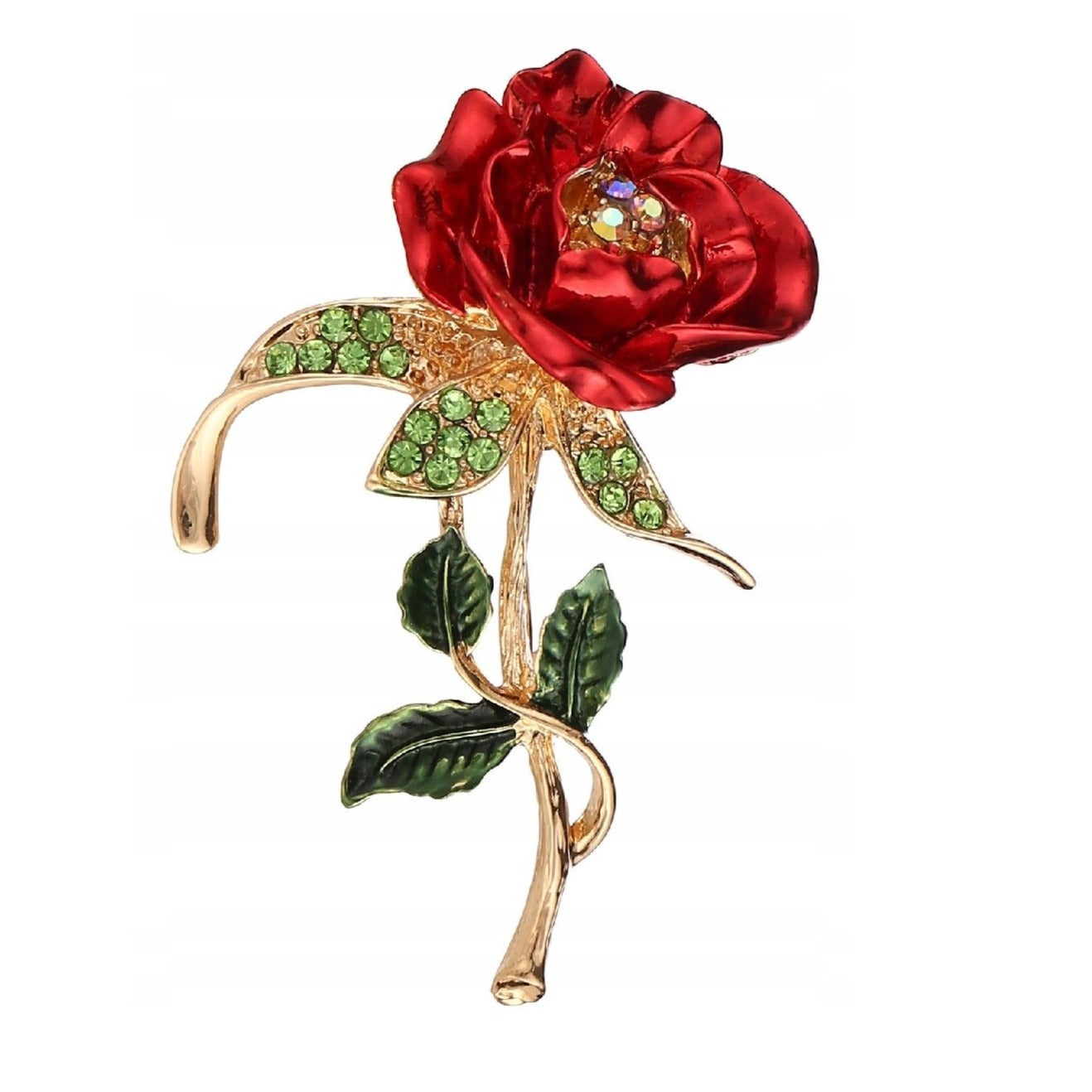 Róża broszka z cyrkoniami