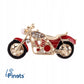 Motocykl czerwony z cyrkoniami broszka