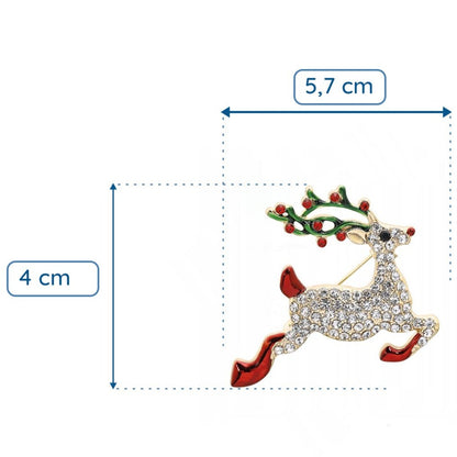 Renifer Świąteczna Broszka z cyrkoniami