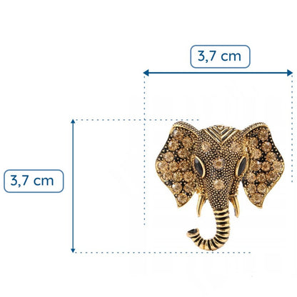 Słoń złoty broszka z cyrkoniami