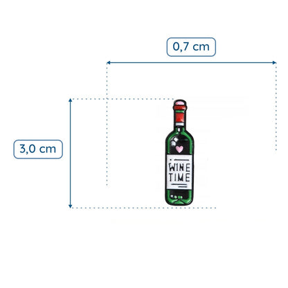 Wine time - przypinki kieliszek i butelka wina