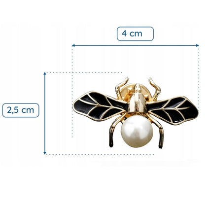 Owad złota mucha z perłą przypinka