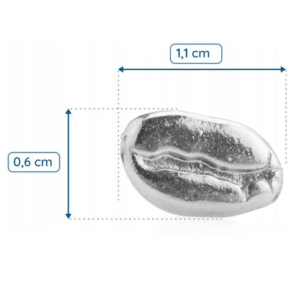 Ziarenko kawy srebrna przypinka
