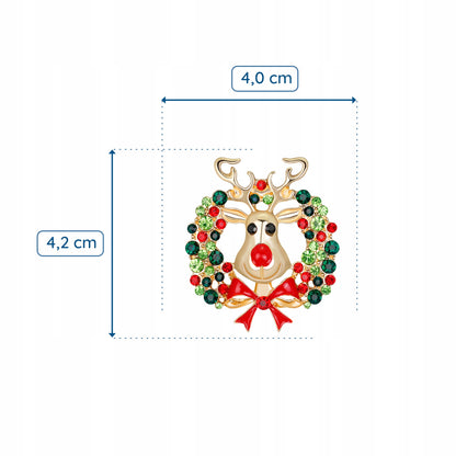 Renifer z wianuszkiem - broszka świąteczna