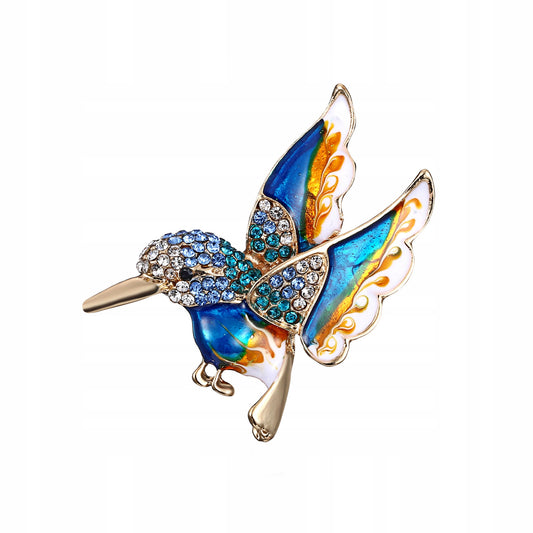 Koliber błękitny - urocza broszka z ptaszkiem