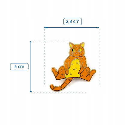 Kot gruby pomarańczowy Spaślak - przypinka dla kociary