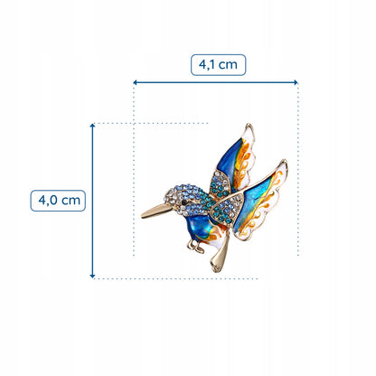Koliber błękitny - urocza broszka z ptaszkiem