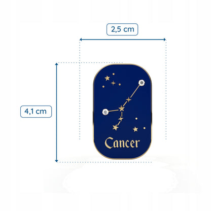 Znak zodiaku Rak (Cancer) - przypinka z cyrkoniami wykończona 14K złotem