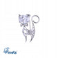Kotek srebrny z kokardką - broszka z cyrkoniami
