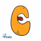 Litera C - pomarańczowa przypinka