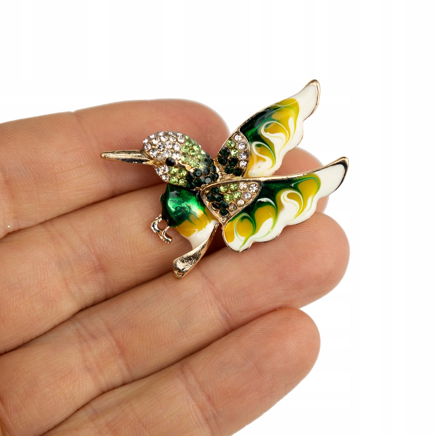 Koliber zielony - broszka z ptaszkiem