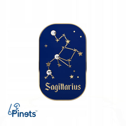 Znak zodiaku Strzelec (Sagittarius) - przypinka z cyrkoniami wykończona 14K złotem