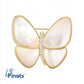 Biały motylek z masą perłową - pozłacana broszka 14K