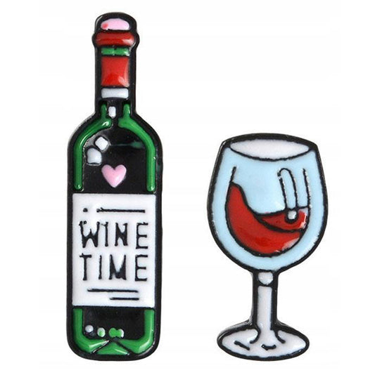 Wine time - przypinki kieliszek i wino - Pinets Polska