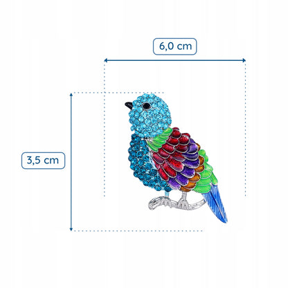Ptaszek gołąb - broszka z kolorowymi cyrkoniami