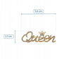 Queen złoty napis z koroną - broszka z cyrkoniami