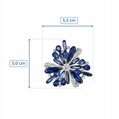 Niebieski kwiat - broszka z cyrkoniami
